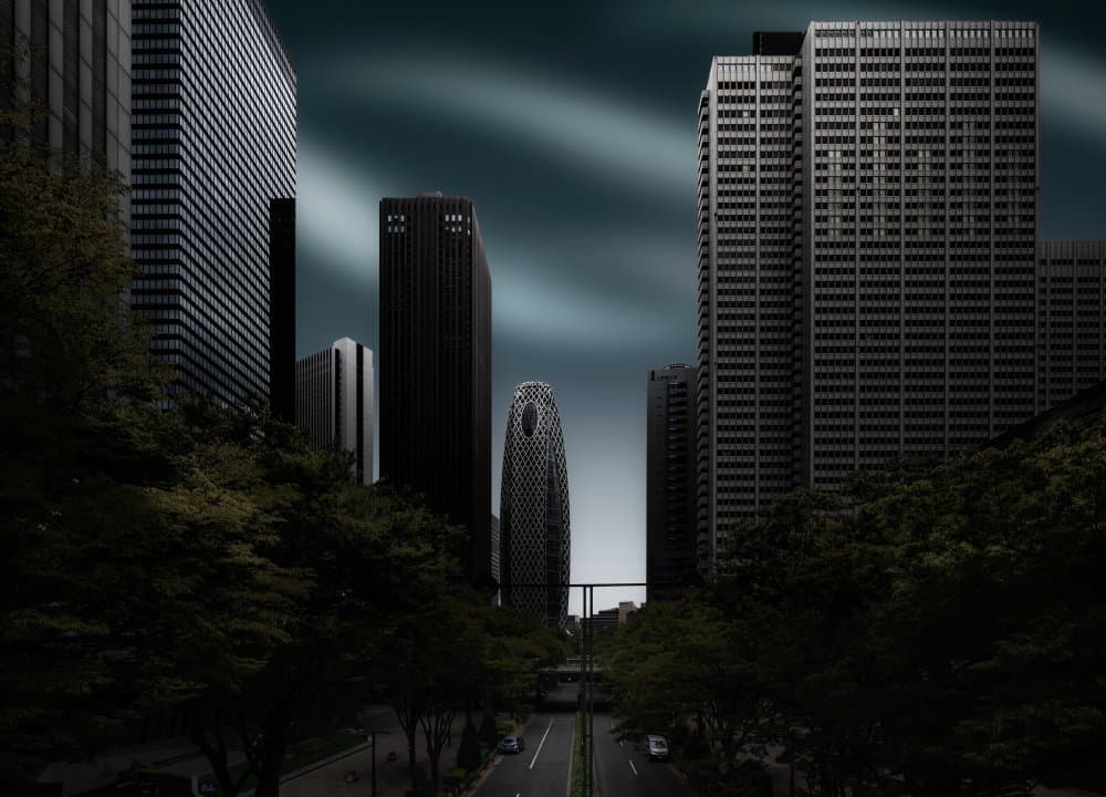 Urban Night Towers by Amatou T — canvas wall art