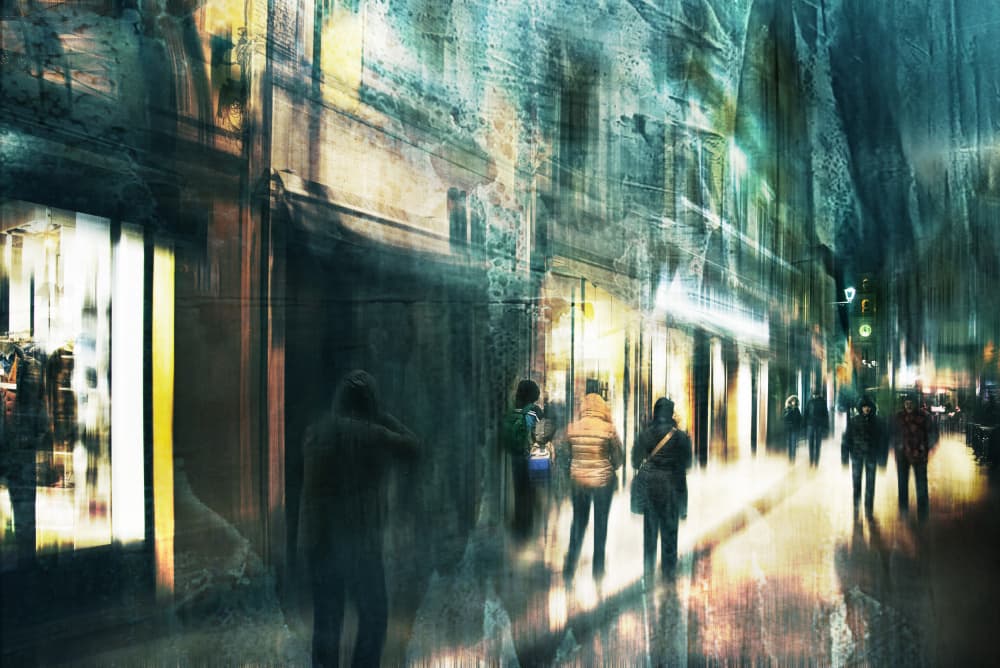 Rainy City Lights by Nicodemo Quaglia — canvas wall art