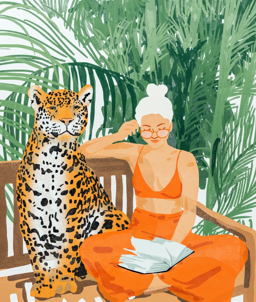 Jungle Reading Companion by Uma Gokhale — canvas wall art