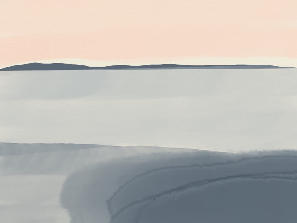 Pink Sky Misty Waters by Little Dean — canvas wall art