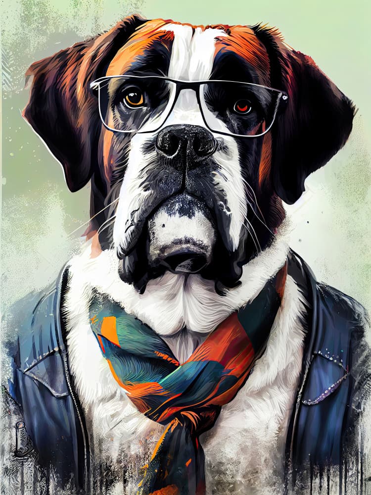 Cool Boxer Dog Portrait by Justyna Jaszke — canvas wall art