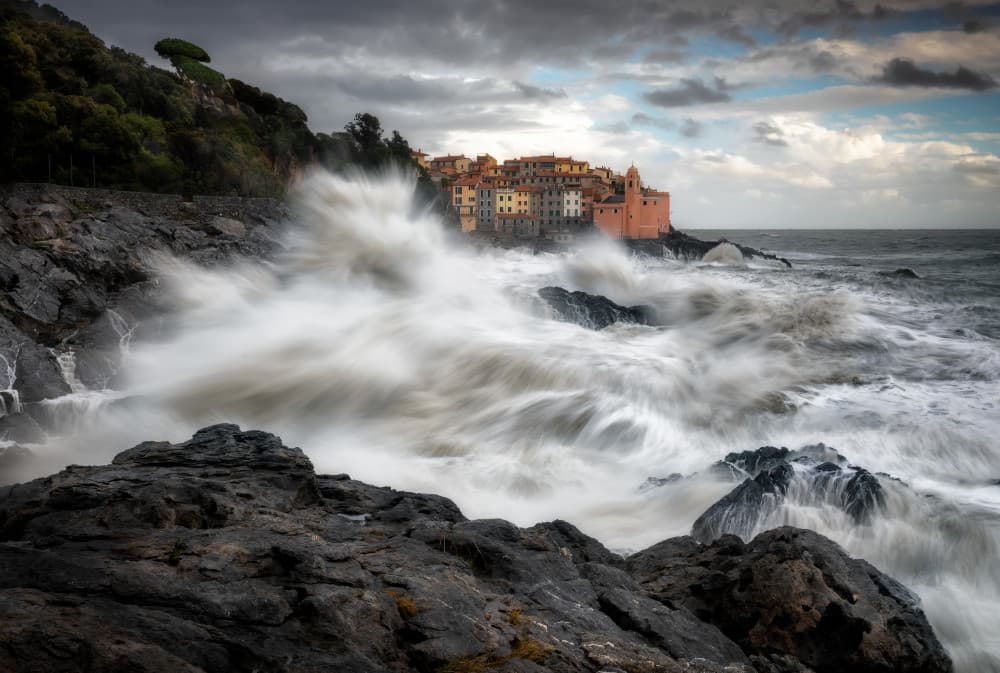 Stormy Coastal Town by Fiorenzo Carozzi — canvas wall art