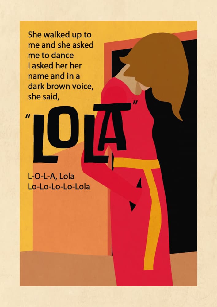 Red Dress Lola Song by WallChart Art Studio — canvas wall art