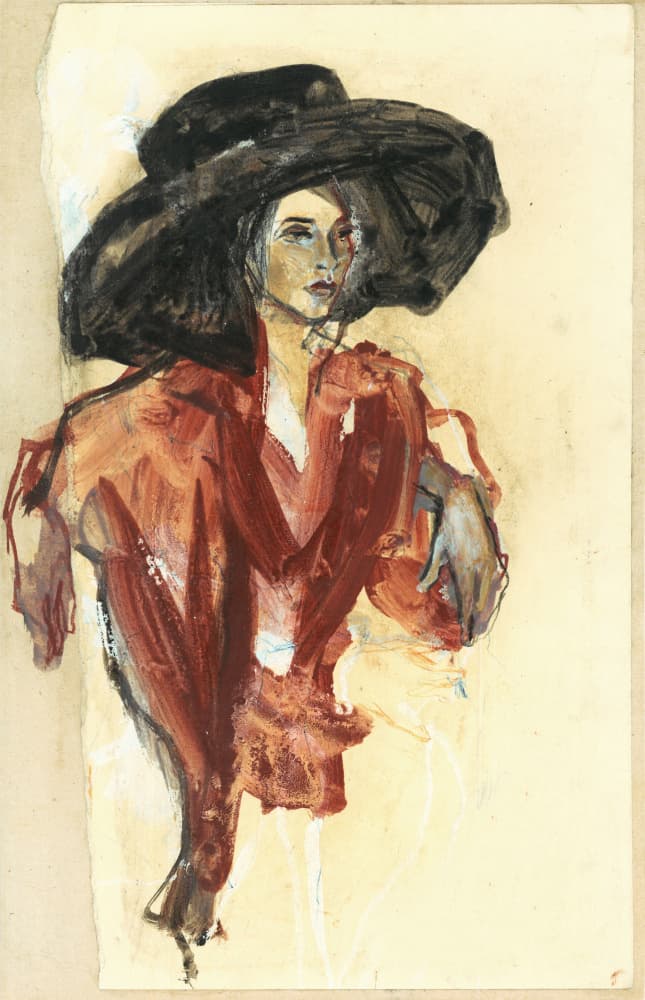 Elegant Woman Black Hat by Ute Rathmann — canvas wall art