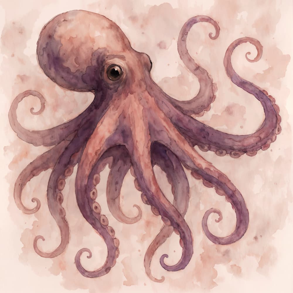 Graceful Watercolor Octopus by Natalie Bruns — canvas wall art
