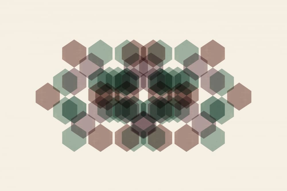 Overlapping Hexagon Layers by cartissi — canvas wall art