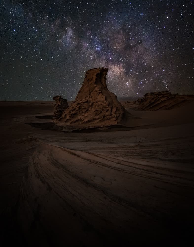 Milky Way Desert Rocks by Khalid Jamal — canvas wall art