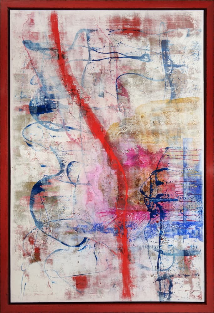 Red Line Abstract by Mikael Altersten — canvas wall art