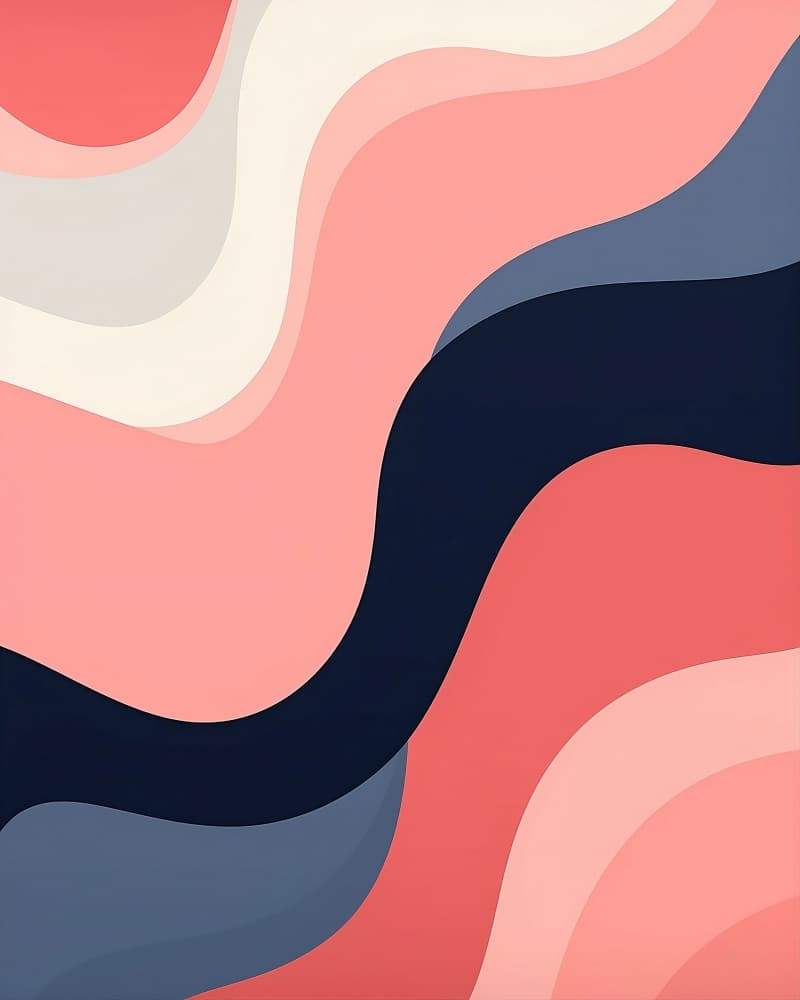 Blush Navy Abstract Curves by Emiliano Deificus — canvas wall art