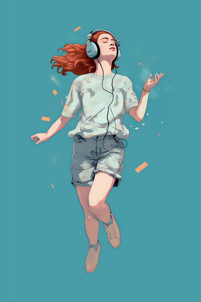 Floating Girl Music Bliss by Robert Farkas — canvas wall art