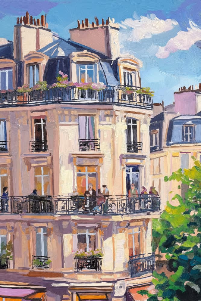 Parisian Corner Cafe by Melloi Art Prints — canvas wall art