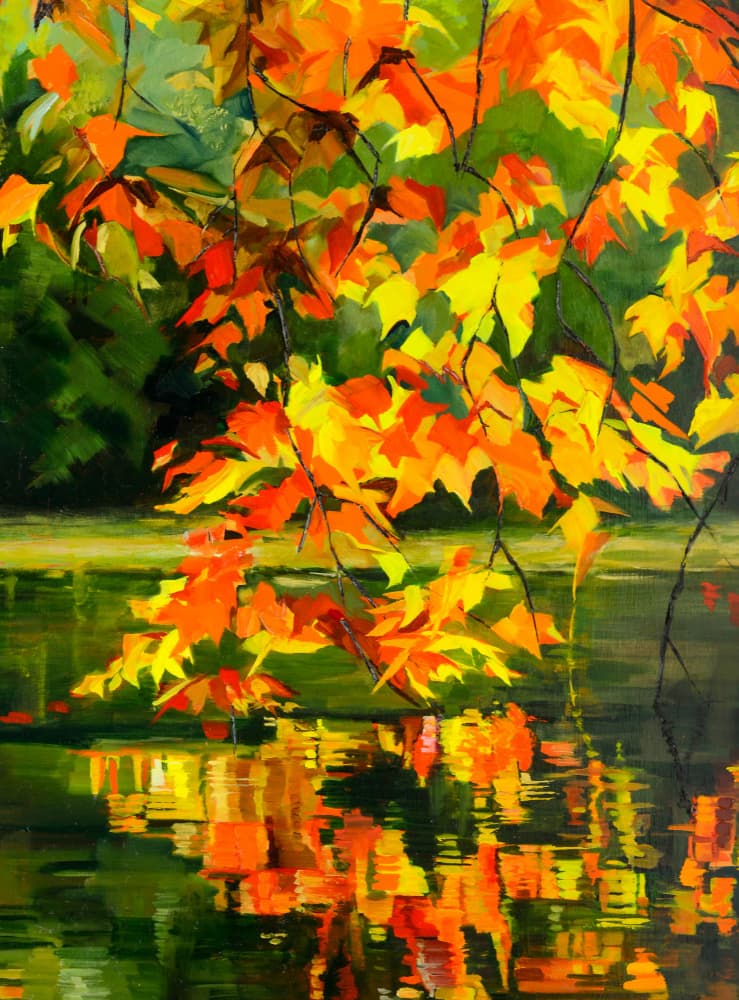 Vibrant Autumn Reflection by Maxine Shore — canvas wall art
