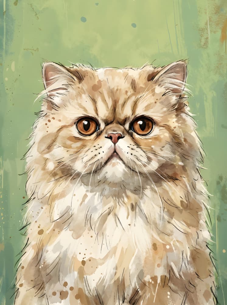 Watercolor Persian Cat by HUGO — canvas wall art