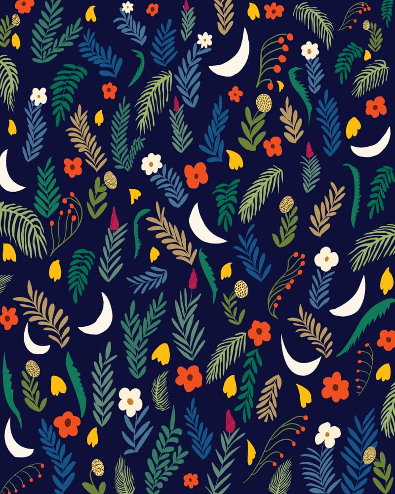 Moonlit Botanical Garden by Uma Gokhale — canvas wall art