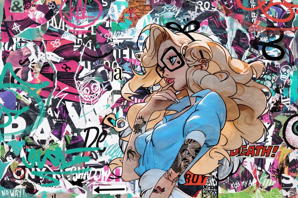 Blonde Street Style Girl by thomas chedeville — canvas wall art