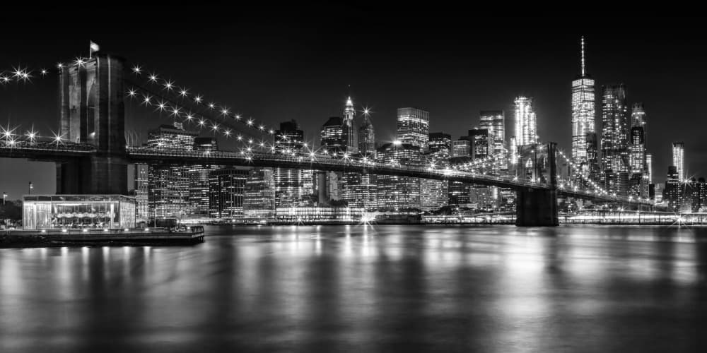 Brooklyn Bridge Lights by Melanie Viola — canvas wall art