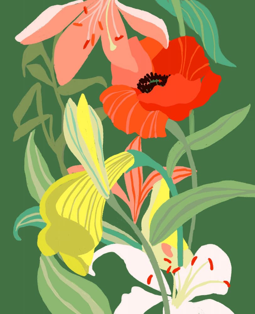 Vibrant Floral Garden by Ophelia Pang — canvas wall art