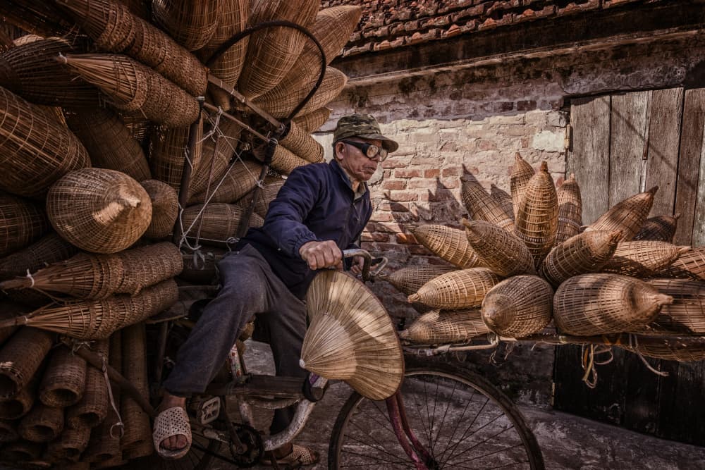 Woven Basket Bicycle Ride by Pavol Stranak — canvas wall art