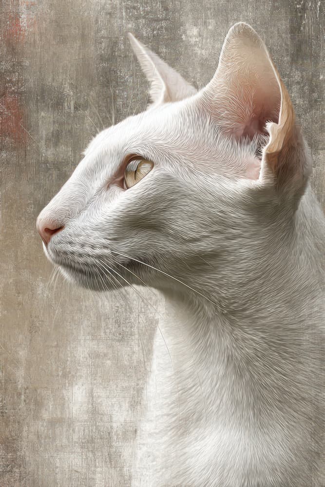 Elegant White Cat Profile by Rafal Kulik — canvas wall art