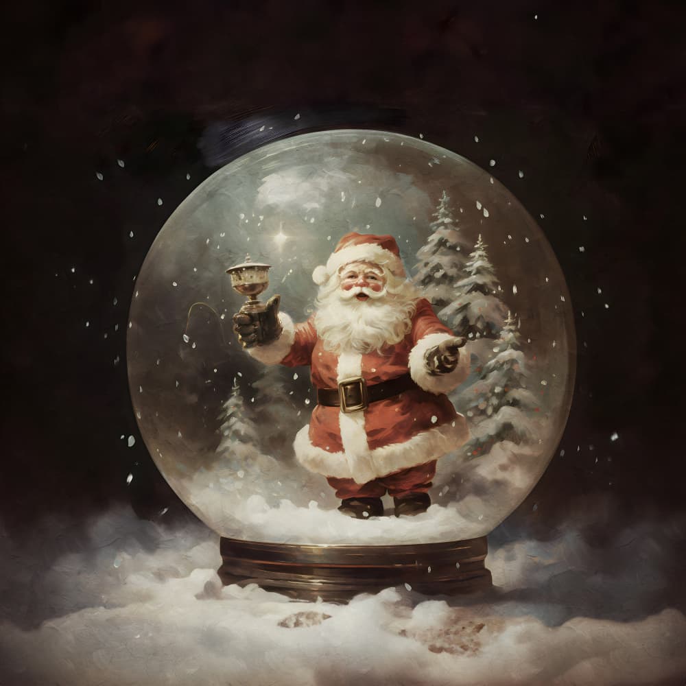 “Santa's Snowglobe” by Emel Tunaboylu — canvas wall art