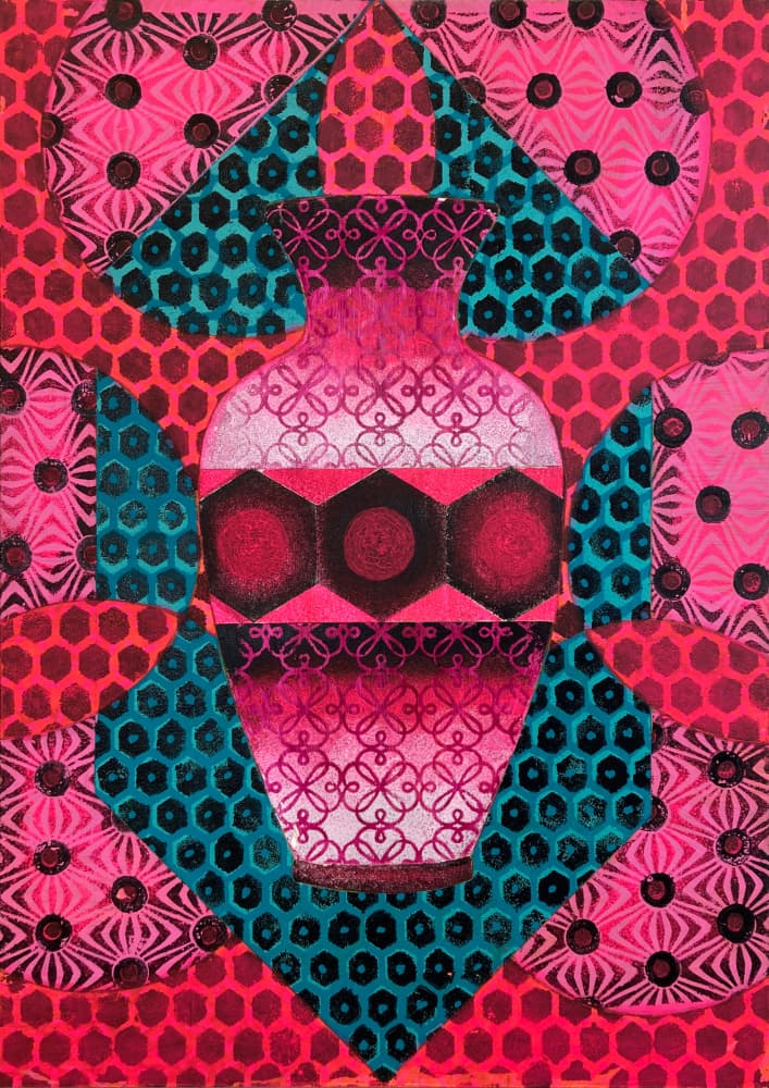 Vibrant Patterned Vase by David Galan — canvas wall art