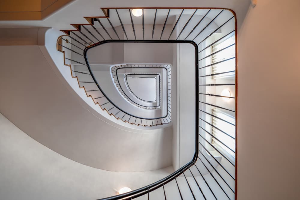 Geometric Spiral Staircase by Tomoshi Hara — canvas wall art