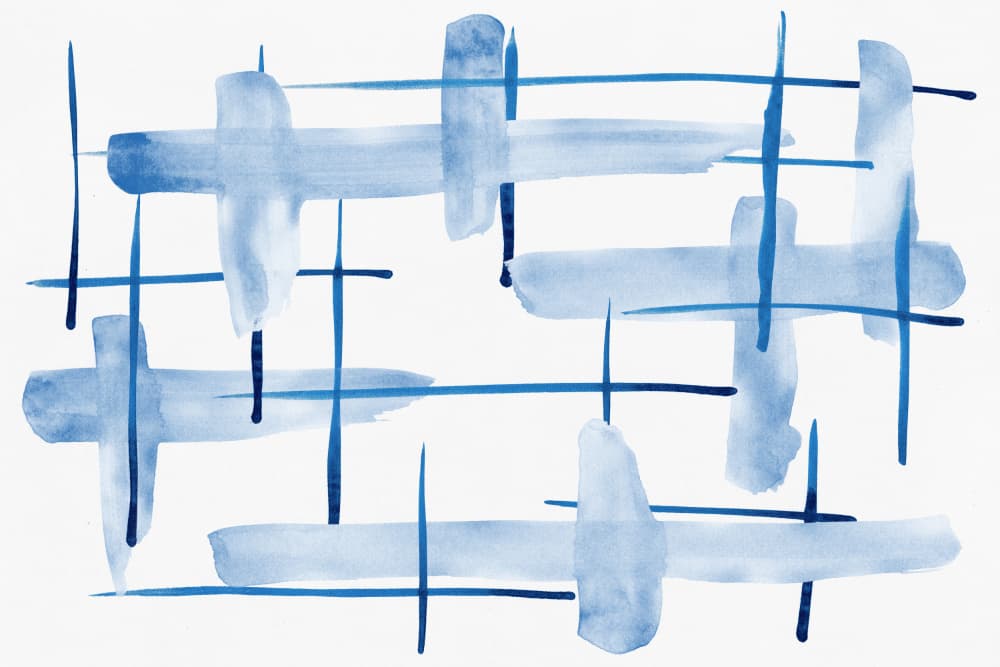 Blue Grid Abstract by amini54 — canvas wall art