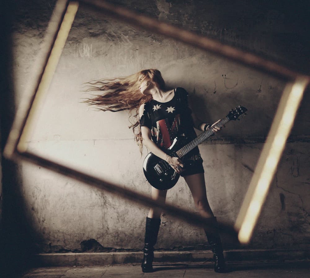 Rock Guitar Girl by Abr Abe — canvas wall art