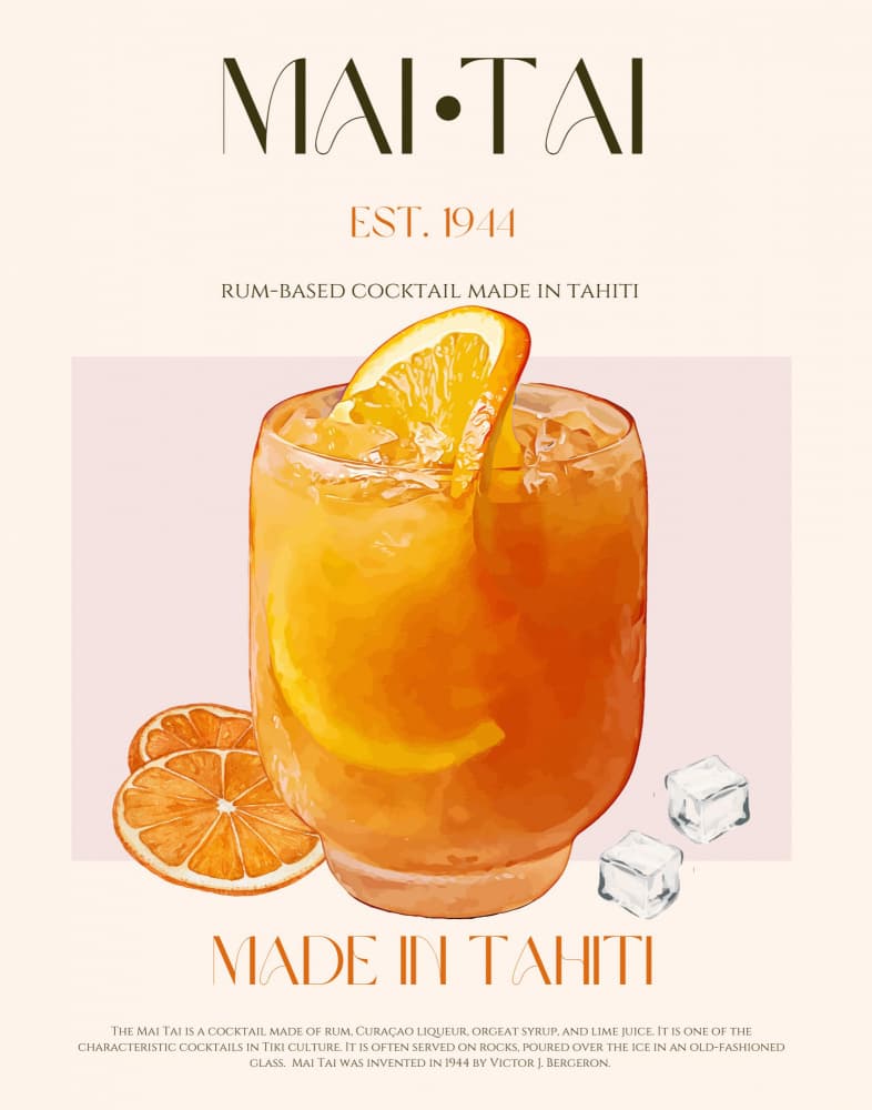 Refreshing Mai Tai Cocktail by Nazma Khokhar — canvas wall art
