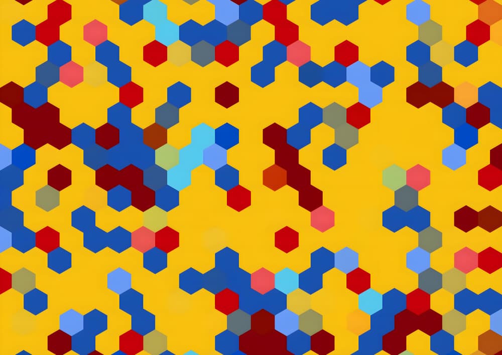 Vibrant Hexagon Mosaic by Josie George — canvas wall art