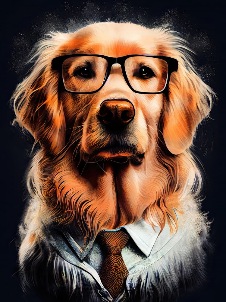 Dapper Golden Retriever by Justyna Jaszke — canvas wall art