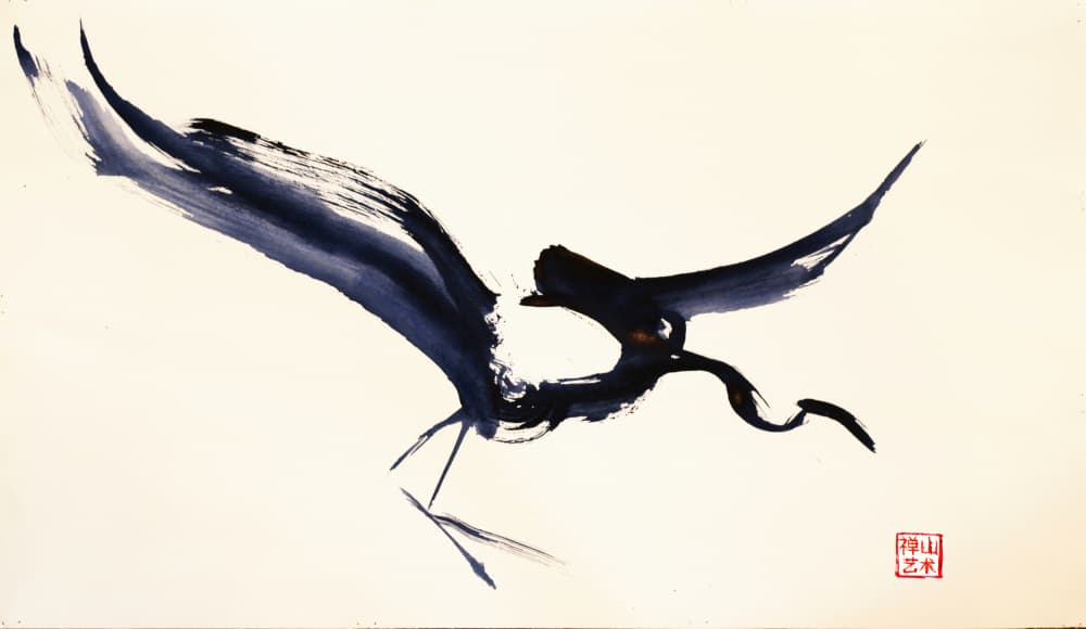 Graceful Ink Crane by RodMacIver — canvas wall art