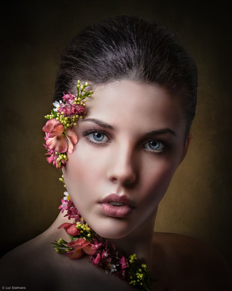 Ethereal Floral Portrait by Luc Stalmans — canvas wall art