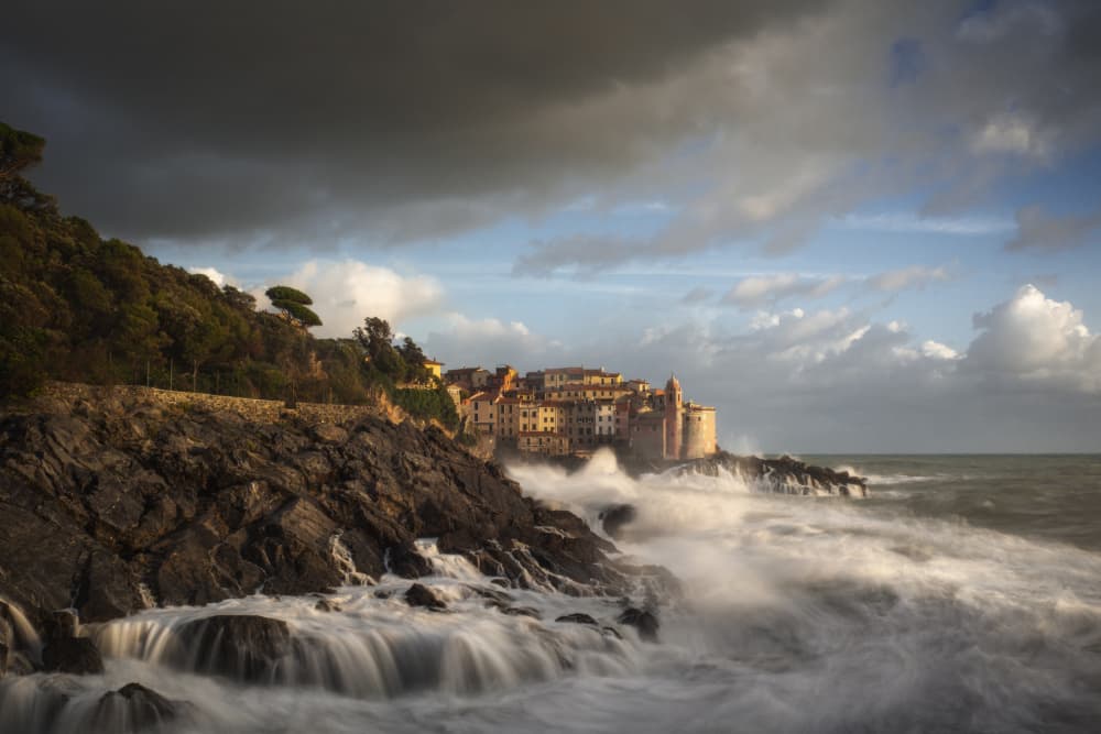 Stormy Coastal Village by Andrea Maestosi — canvas wall art