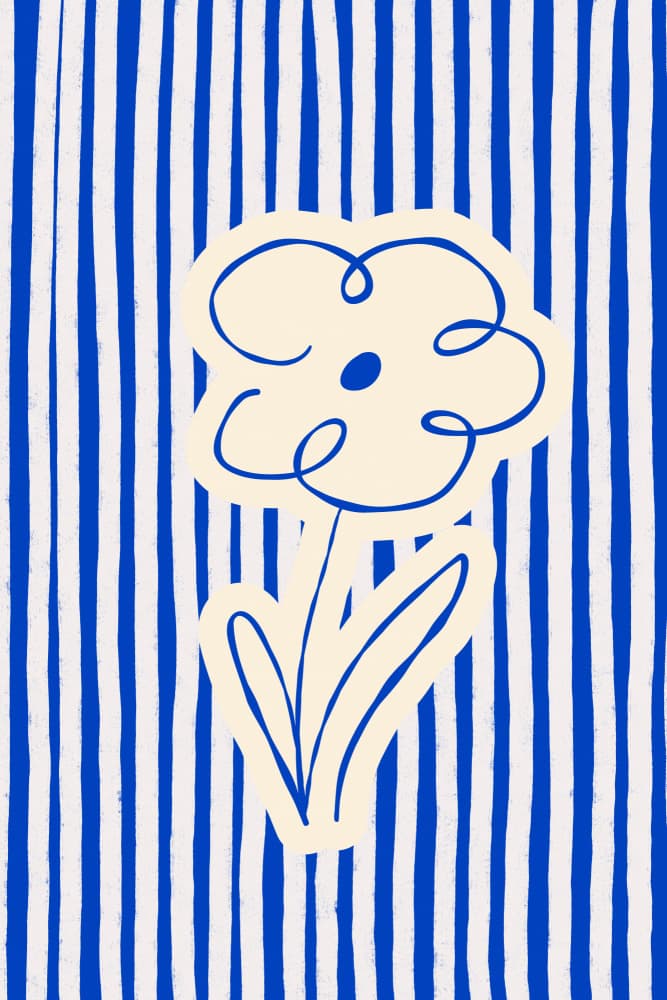 Blue Striped Flower by Treechild — canvas wall art
