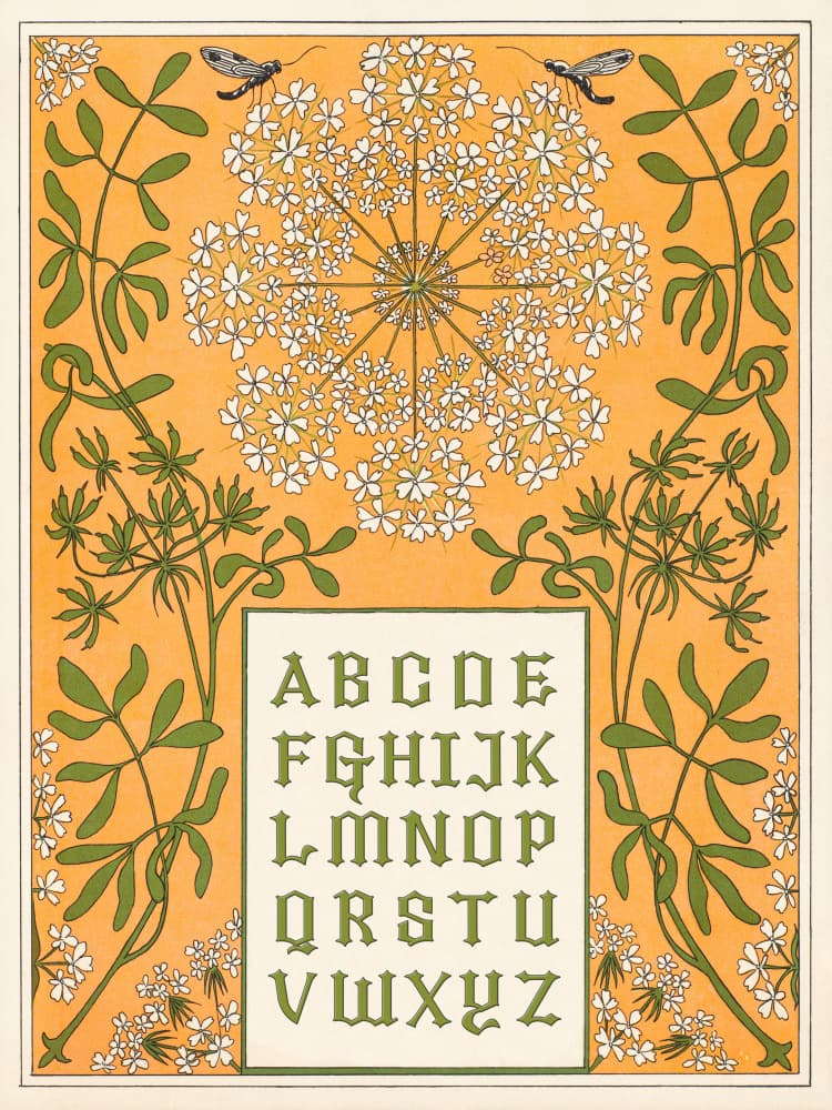 Ornate Floral Alphabet by Wild Violets — canvas wall art