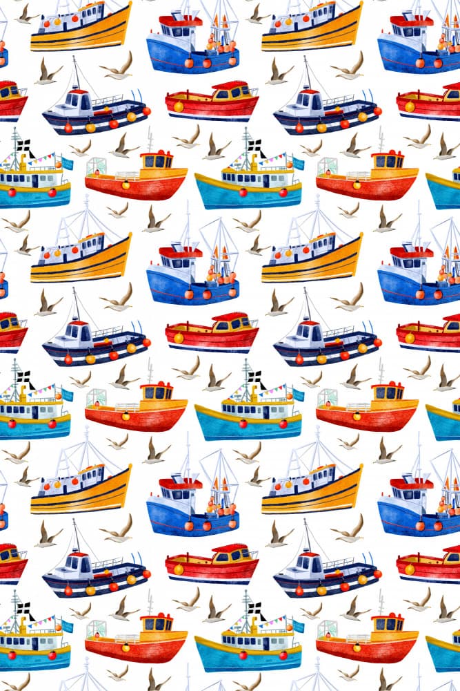 Colorful Fishing Boats by Sarah Whittle — canvas wall art