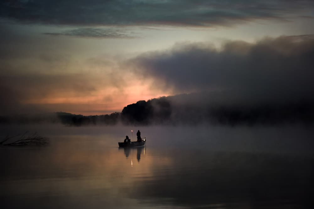 Misty Morning Fishing by Eric Zhang — canvas wall art