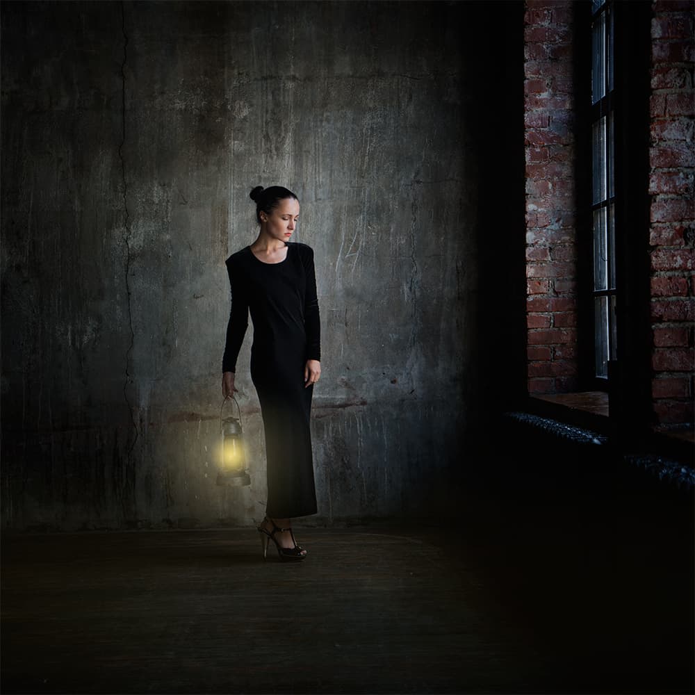 Woman With A Lantern by Mike Darzi — canvas wall art