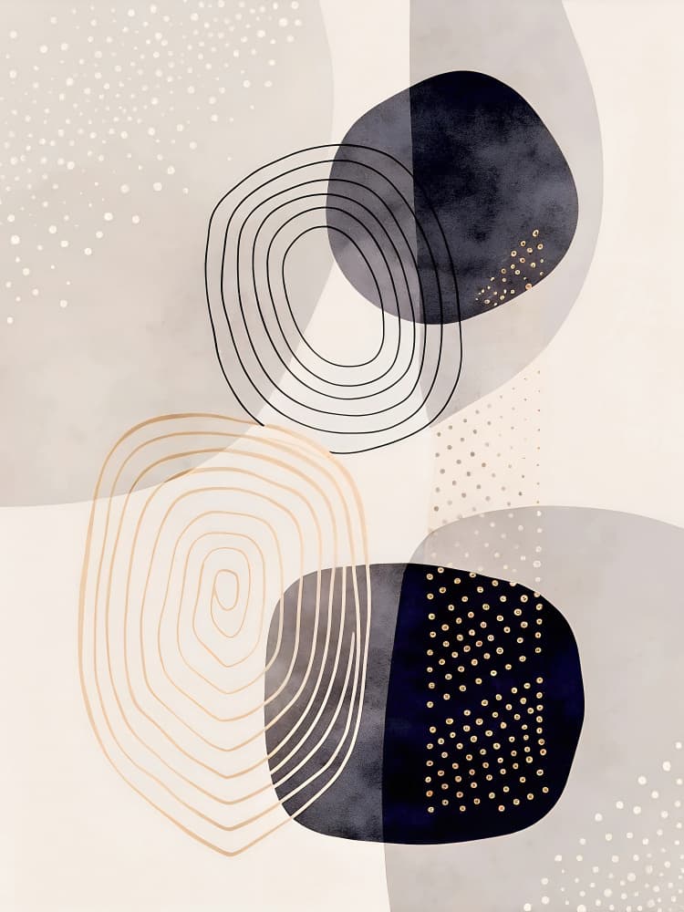 Subtle Gold Organic Shapes by Miguel Bruzual — canvas wall art