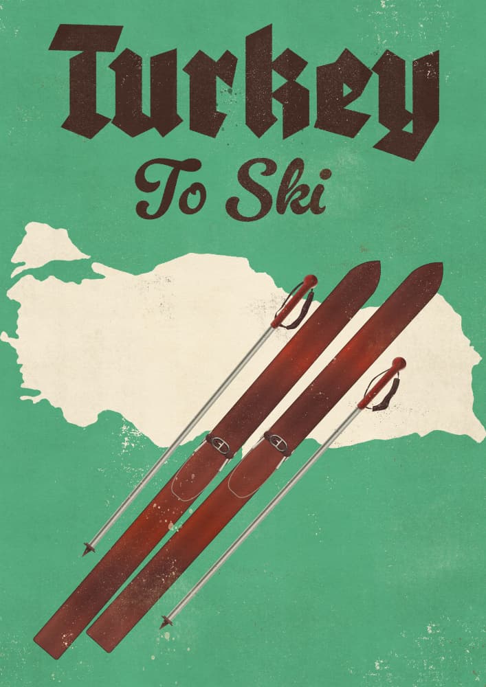 Vintage Turkey Ski Travel by Nicholas — canvas wall art