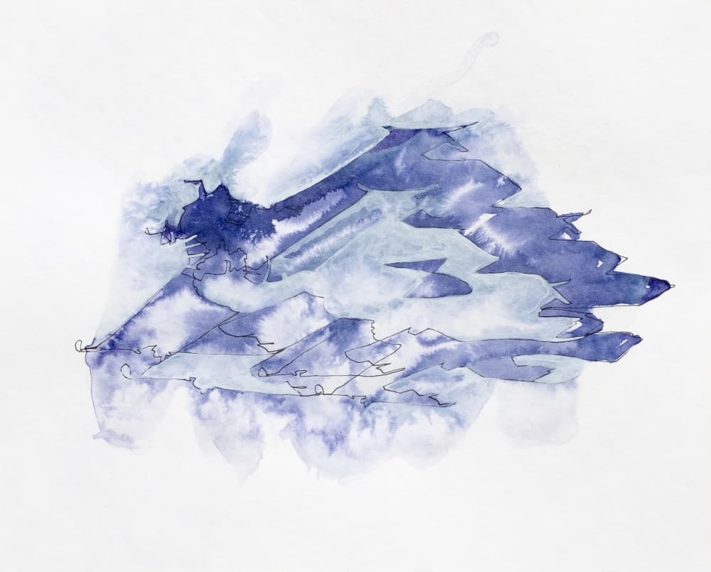 Blue Watercolor Mountains by Joshua Hoskins — canvas wall art