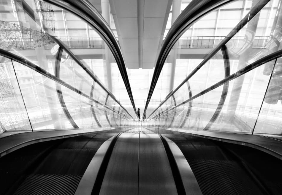 Modern Escalator Perspective by Keisuke Ikeda @ blackcoffee — canvas wall art