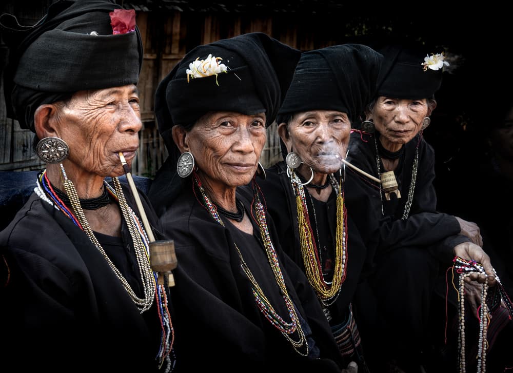 Indigenous Women Smoking Pipes by Elena Molina — canvas wall art