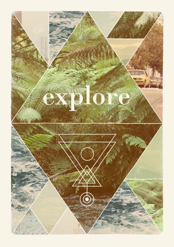Explore Nature Vintage Collage by Florent Bodart — canvas wall art