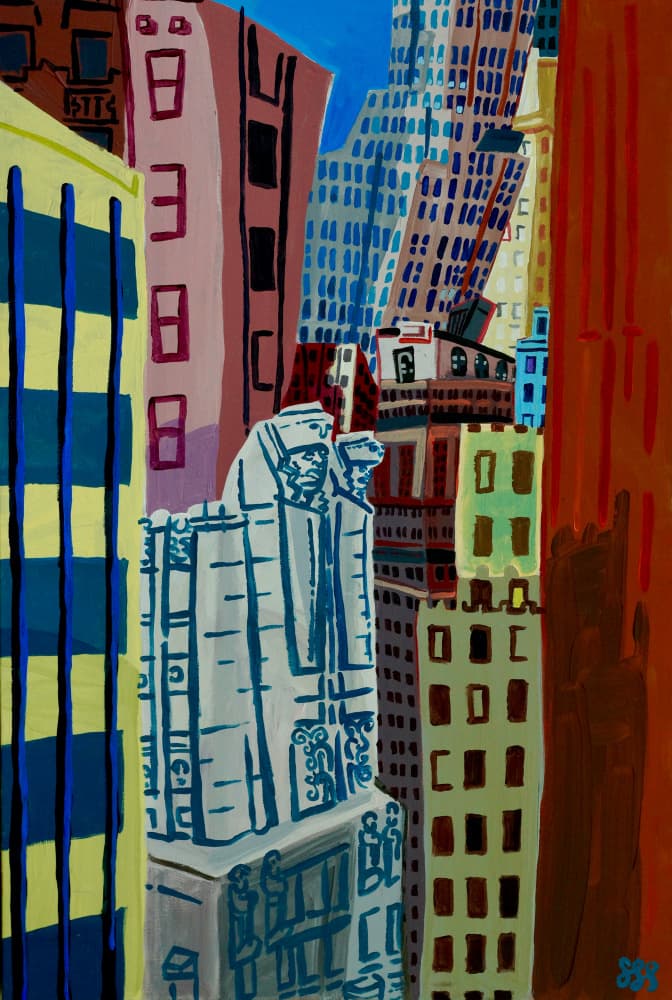 City Statue Perspective by Steve Spencer — canvas wall art