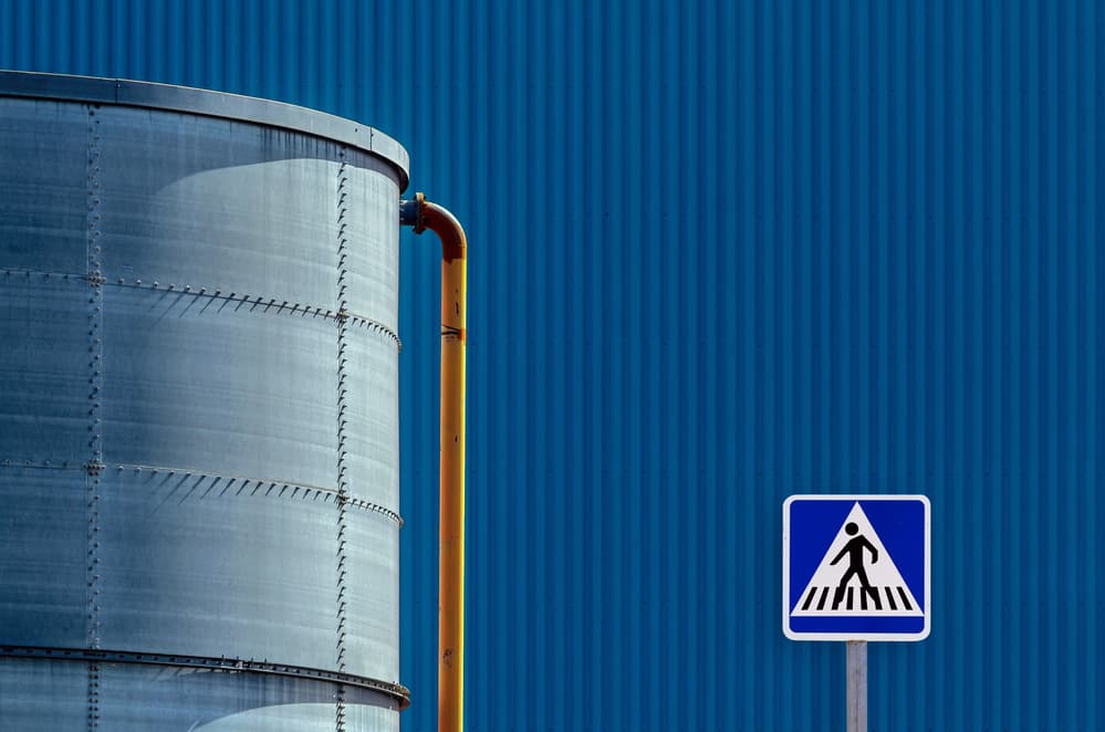 Blue Wall Industrial Contrast by Alfonso Novillo — canvas wall art