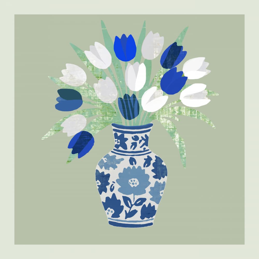 Chinoiserie Tulip Bouquet by cartissi — canvas wall art