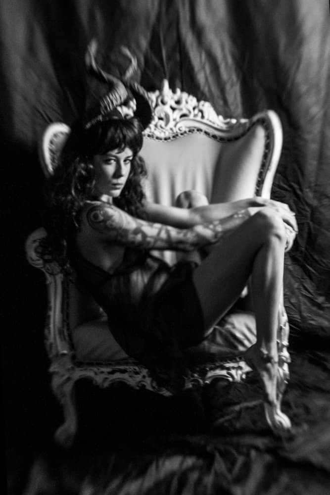 Horned Queen Portrait by Bogdan Bouşcă — canvas wall art