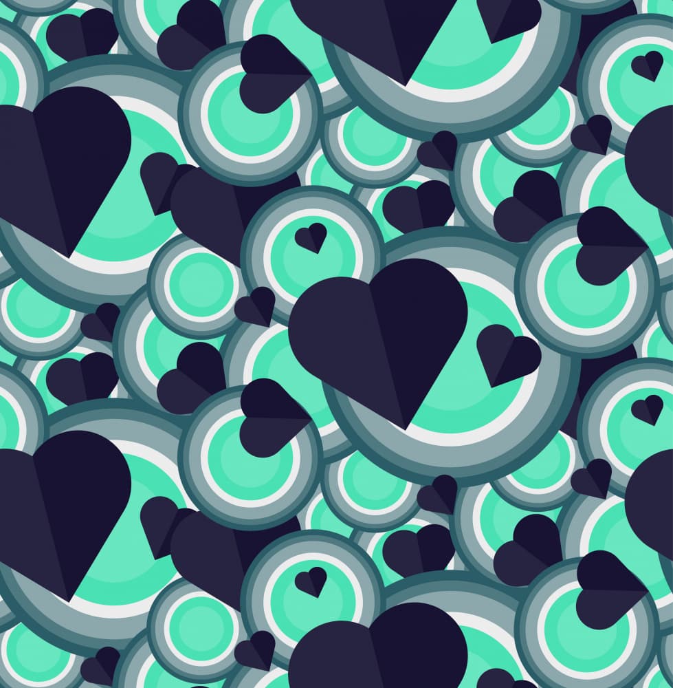 Teal Geometric Hearts by Marika Barsrsind β canvas wall art